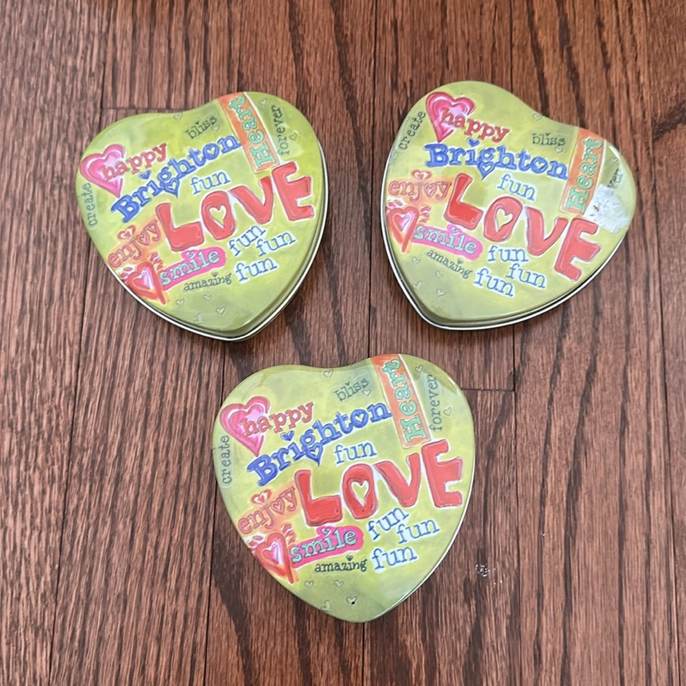 3 Brighton collectible small heart tins (empty)